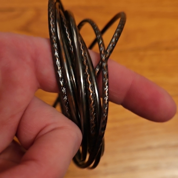 Gunmetal Tone Bangle Set - Picture 6 of 6